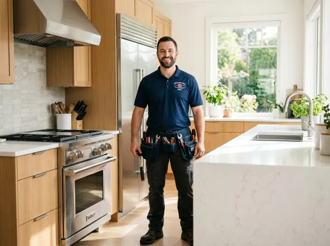 Appliance Repair Hero technician in a Bridgeport, PA kitchen after an appliance repair